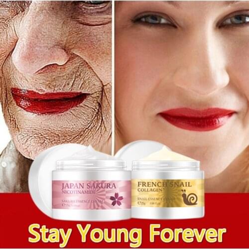 Snail Face Cream Collagen Anti-Wrinkle Whitening Facial Cream Hyaluronic Acid Moisturizing Anti-aging Nourishing Serum Skin Care