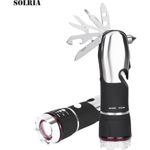 Multi-function Car Broken Window Hammer with LED Flashlight Glass Broken Window Device Fire Emergency Escape Life-Saving Hammer