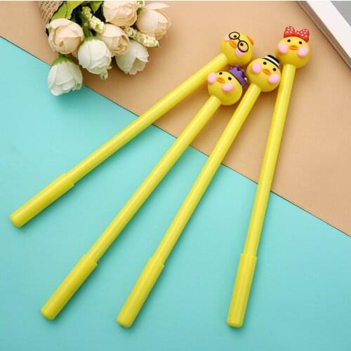 100 Pcs Cute Cartoon Duckling Neutral Pen Hyaluronic Acid Duck Black Student Stationery Signature Pen Kawaii School Supplies