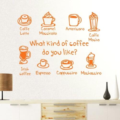 Coffee Shop Sticker Bean Milk tea Decal Cafe Cup Vinyl Art Wall Decals Decor Mural Decoration Break Coffee Glass Decals CA1003
