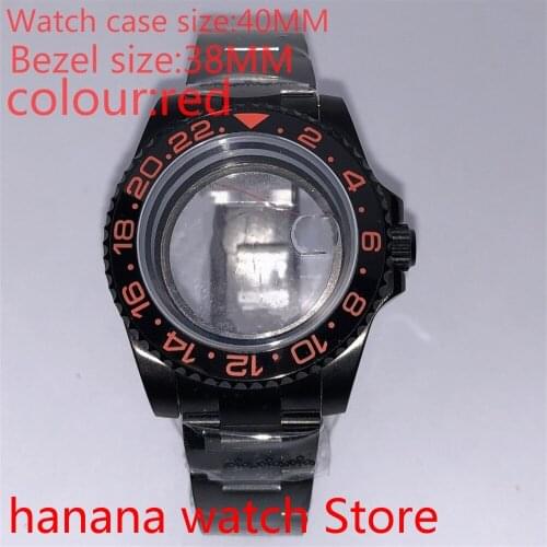 Suitable for NH35 36 Mingzhu2813 Miyata self-winding 40mm transparent black box series with rotating red bezel