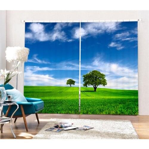 Luxury Vast grassland 3D Blackout Window Curtains For Bedding room Living room Home Wall decorative Hotel Drapes Cortinas