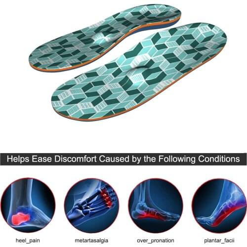 Green Lattice Foot Pain EVA Orthotic Insoles Arch Support Insoles Orthotic Inserts Memory Foam Flat Feet Foot for Men Women 3CM
