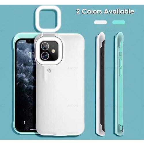 LED Phone Case For iphone 11 12 pro max Selfie Ring Flash Light Portable Camera Phone Case Cover Flashlight XS X XR 7 8 plus