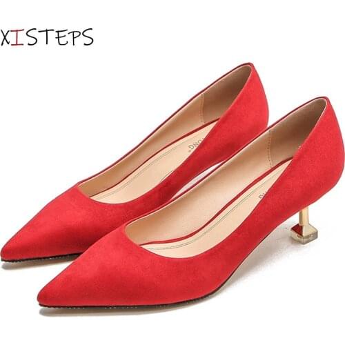 Pointed Toe Shoes Women Pumps Spring Summer Red Pink Black Party Wedding Shoes Office Work Wear Elegant Single Shoes 2021