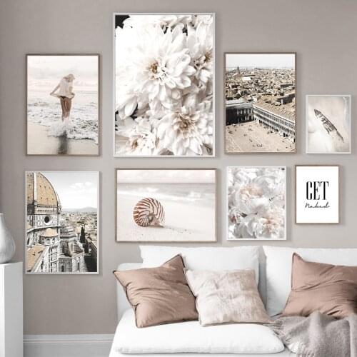 Venice Beach Boat Conch Girl Dahlia Quote Wall Art Canvas Painting Nordic Posters And Prints Wall Pictures For Living Room Decor