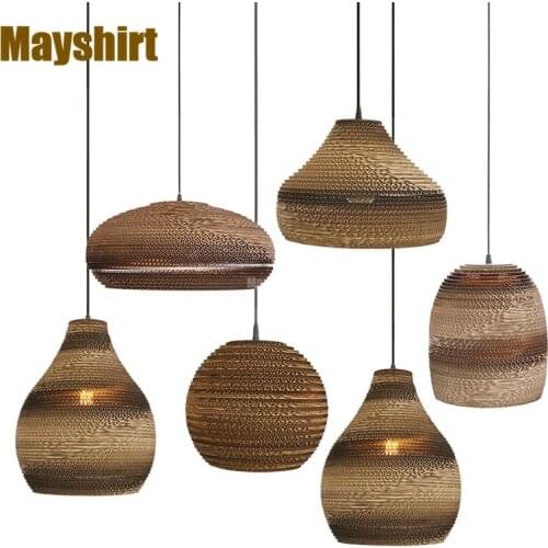 Vintage Woven Kraft Paper Chandelier Southeast Asia Bar Restaurant Light Fixture Living Room Bedroom Lamp Kitchen Hanging Light