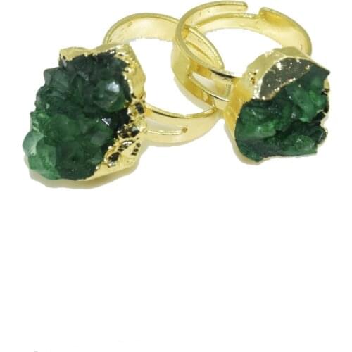 1pc Gold Plating Fashion Jewelry Raw Cluster druzy Stone crystal quartz women rings adjustable geode druzy rings for girl gift