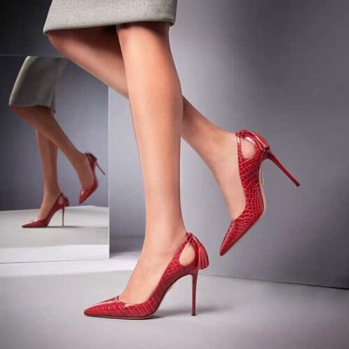 Hollow Dress Women Pumps Tassel Pointed Toe Slip On Custom Made Ladies Shoes Stiletto High Heels Wedding Shoes Spring 2020