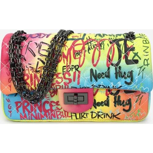 Famous Brand Graffiti Bags for Women Chain Luxury Handbags Women Bags Designer Crossbody Shoulder Bags Ladies Purses Tote Bag
