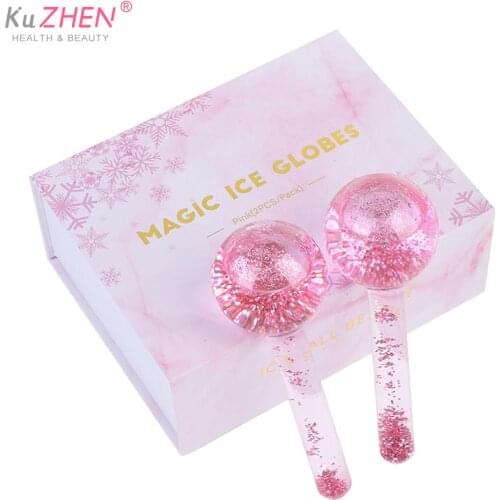 2PC/Box Large Beauty Ice Hockey Energy Beauty Crystal Ball Facial Cooling Ice Globes Water Wave Face and Eye Massage Skin Care