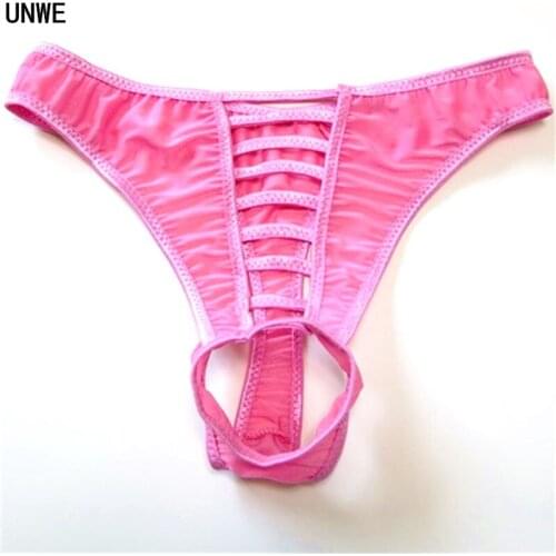 1PCS Crotch Open Underwear for Men Hollow Bandage Gay Sexy Underwear Erotic See Through Thong with Penis Hole