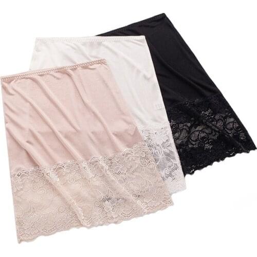 Birdsky OR-63, Women silk half slips petticoat chemise lace underskirt, high waist, 70% viscose 30% mulberry silk, 3 colors