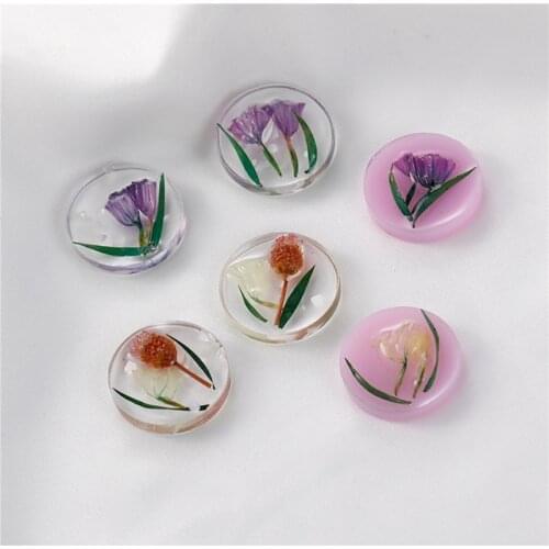 2021 Spring style 30pcs/lot 20mm color Dried flowers core geometry rounds shape flatback beads diy jewelry earring accessory
