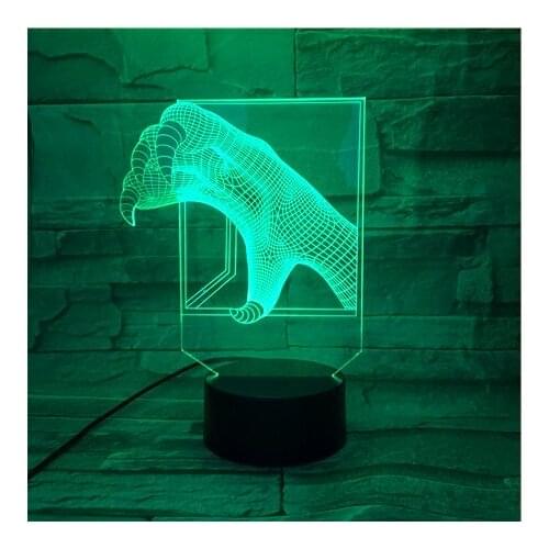 3D Led Light Eagle Claw Luminous Model 7 Colors Changing llusion Nightlight Animal Paw Figure kids Christmas Toys 532