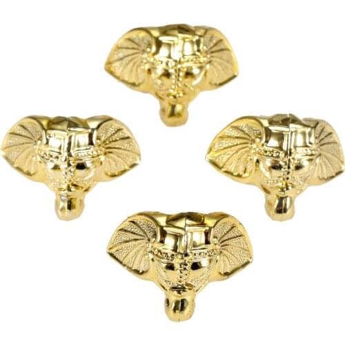 4pcs Gold Plastic Elephant Jewelry Chest Box Wood Case Decorative Protection Feet Leg Edge Cover Corner Protector Guard 28*23mm