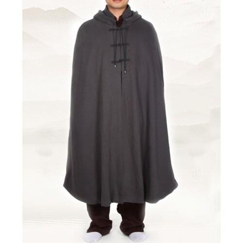 4color Unisex high-quality quite-warm Winter monks cape meditation cloak lay abbot martial arts robecoat gray/brown/red/yellow