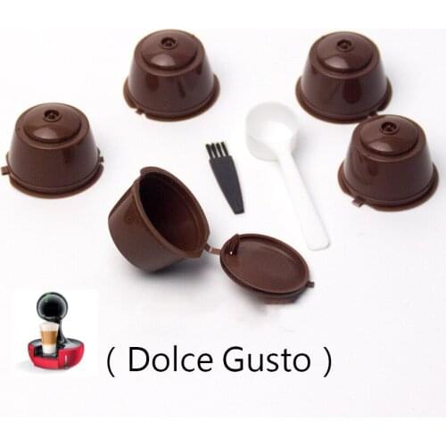 5pcs Pack Reusable Dolce Gusto Coffee Capsule Plastic Refillable Compatible Dolce Gusto Nescafe Coffee Machine Coffee Filter