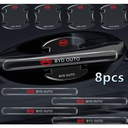 8pcs Car Door Handle Transparent Anti-Collision Sticker Goods For BYD F3 I3 F0 F6 S6 S8 E5 E6 G3 G6 L3 S7 M6 Tang Song Qing Yuan