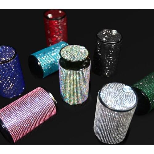 Diamond-studded car ashtray creative personality metal flame-retardant multifunctional crystal net red car ashtray