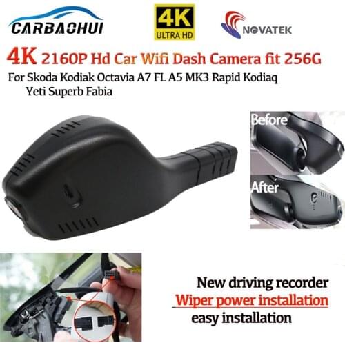 4K hd 2160P Easy to install Car Video Recorder Dash Cam Camera For Skoda Kodiak Octavia A7 FL A5 MK3 Rapid Kodiaq Yeti Superb