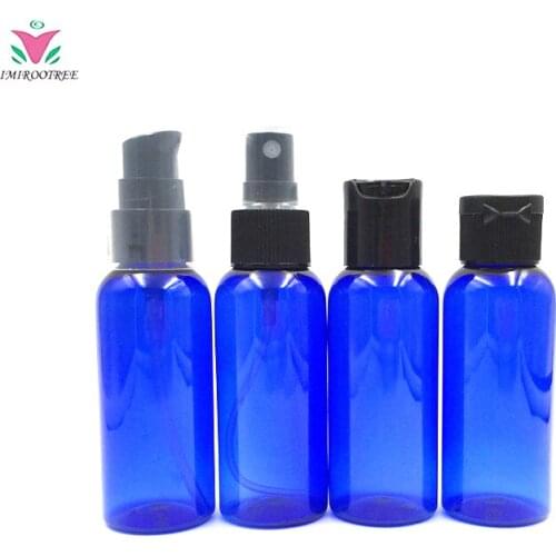 Free shipping 10pcs/lot Cobalt Blue Perfume Mist Spray Bottle 50ML Flip Top Caps