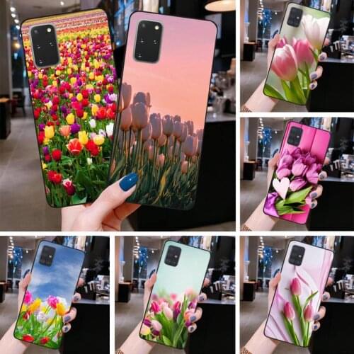 Housing Blue Spring Colorful Tulips Phone Case For Samsung Galaxy S21 Plus Ultra S20 FE M11 S8 S9 plus S10 5G lite 2020
