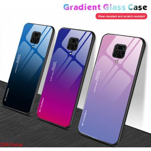 Gradient Glass Phone Case For Xiaomi Redmi Note 9 9Pro Max 9S 10 Soft Silicone Edge Coque Redmi Note9 Pro Colorful Cover Shell
