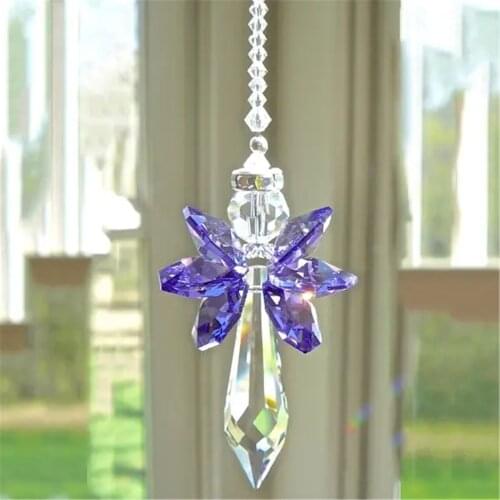 Color Crystal Bead Curtain Pendant Modern Rainbow Crystal Angel Chakra Suncatcher Car Charm Pendant Wall Window Hanging Ornament