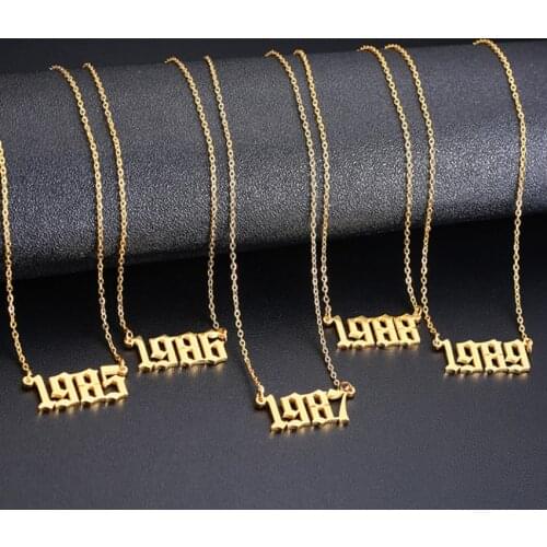 Cxwind Girl Birth Year Necklace Arab Number Pendant Necklace for Women Girl Birthday Gift Gold Chain Friendship Jewelry Collares