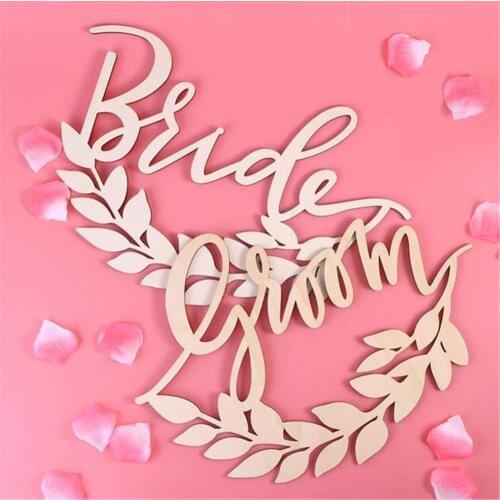 2pcs big wood cut out bride and groom letters weeding chair decorations