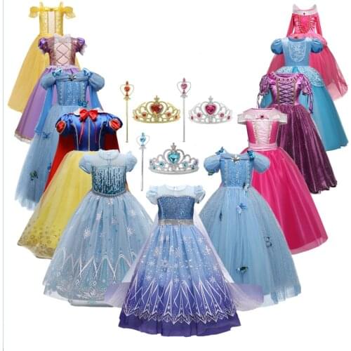 Girls Cosplay Princess Costume For Kids 4 5 6 7 8 9 10 Years Halloween Carnival Party Fancy Dress Up Children Disguise Clothing