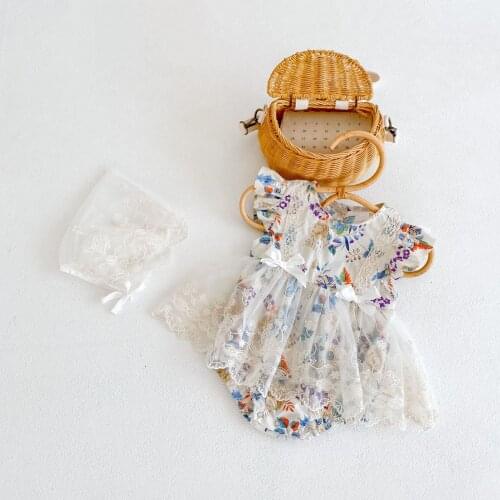 Baby Girls Dress Romper For Newborn 1st Birthday Summer Infant Clothes Newborn Baby Girls Costume Princess Floral Jumpsuit 0-2Y