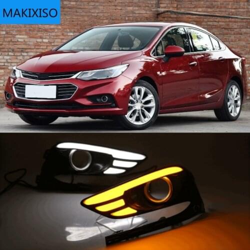 2Pcs DRL For Chevrolet Cruze 2016 2017 2018 Daytime Running Lights fog lamp cover headlight 12V Daylight signal for Chevy