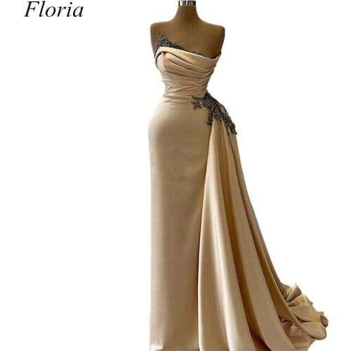 Elegant Formal Dresses Women Dubai Celebrity Party Business Banquet Wedding Long Gowns Champagne for Black-Tie Gala Prom CXF45