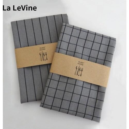 Cotton Tea Towel Linen Cloth Lattice Napkin Wedding Kitchen Restaurant Gray Wear-resistant Cup Dishes Napkins Table Decorative