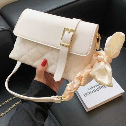 Western Style Small Square Bag Rhombus Chain Fashion Simple Bag 2021 New Ladies Luxury Silk Scarf One-shoulder Messenger Bag