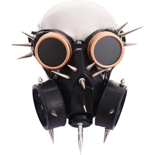 Steampunk Mask Cosplay Halloween Costume Accessories Retro Punk Rock Gas Mask Gothic Spikes Goggles Mask Set