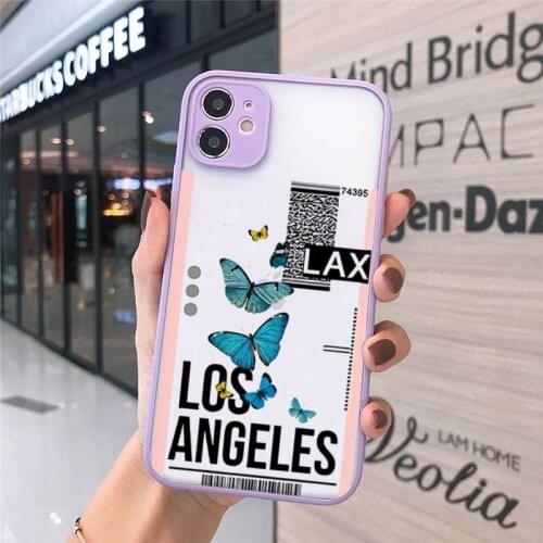 Cute Blue Butterfly Phone Case for IPhone 11 Pro X XR XS MAX 7 8 6 Plus SE2 Label Barcode Capa for IPhone 12 Soft Matte Cover