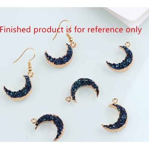 Min order 10pcs/lot Blu Resin decoration alloy Cartoon Moon shape floating locket charms diy jewelry earrings pendants accessory
