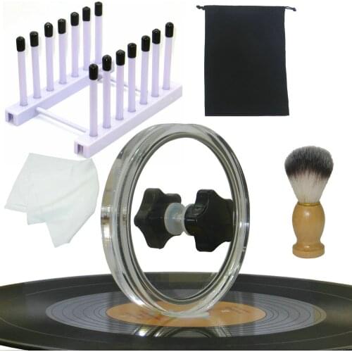 4 in 1 Vinyl Cleaning Kit LP Vinyl Record Cleaner Clamp /Water Cleaning Brush /Soft Cleaning Cloth/Vinyl Drying Rack