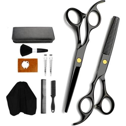 11pcs Hair Scissors Set Thinning Cutting Shear Stainless Steel Durable Salon Styling Home Barber With Comb Hairdressing Tool
