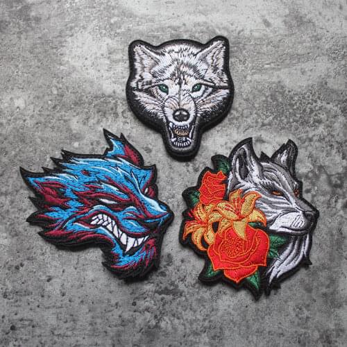 Wolf Flowers Embroidery Patches Brave Fight Cunning Fierce Ruthless Tactical Badge DIY Military Armband For Clothes Appliqued