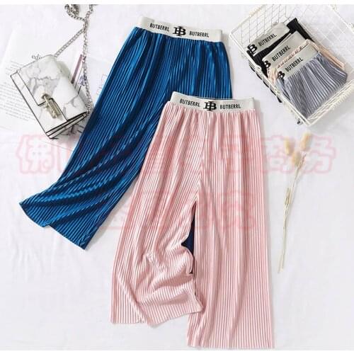 2021 summer new girls' casual wide-leg pants, ice silk chiffon childrens pants, baby mosquito-proof casual pants