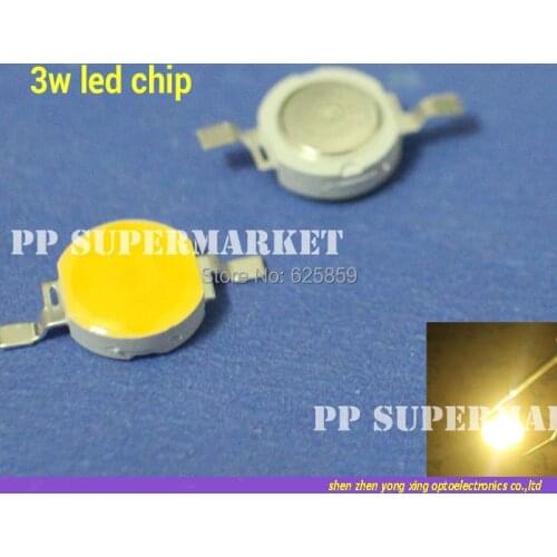 New A plane without lens 50PCS 3W High Power warm White LED Light chip