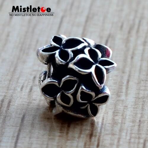 Mistletoe 925 Sterling Silver Designer Flowers Charm Bead Fit European Bracelet Jewelry