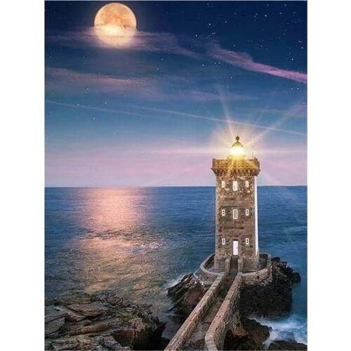 Landscape Sunset Beach Waves DIY Embroidery Cross Stitch 11CT Kits Craft Needlework Set Cotton Thread Printed Canvas Room
