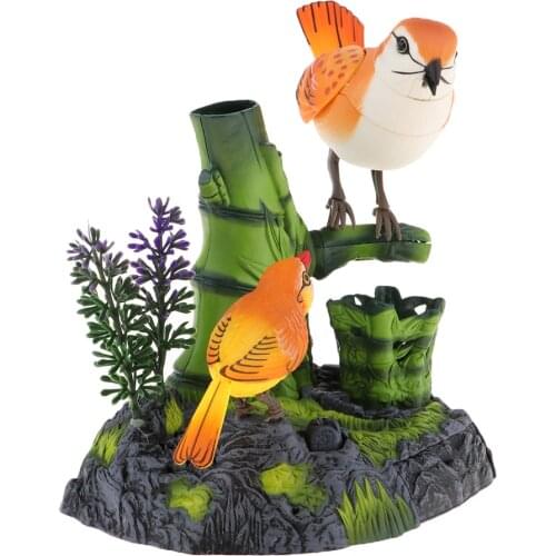 Plastic Sound Control Activated Chirping Singing Vocal Toys Birds Landed on the Branch Model Kids Education Gift