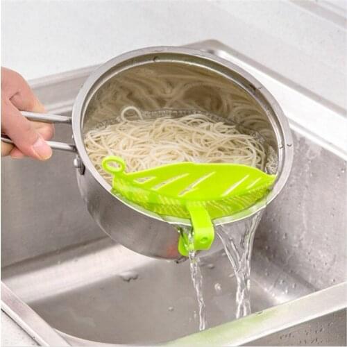 New Durable Clean Rice Wash Sieve Leaf Shape Beans Peas Cleaning Gadget Plastic Kitchen Clips Tools 14.5*10.2cm