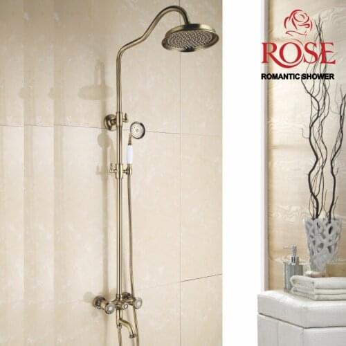 ROSE Shower system, shower set wall brass faucet with shower head and top rain shower head, with aerator R3036Q